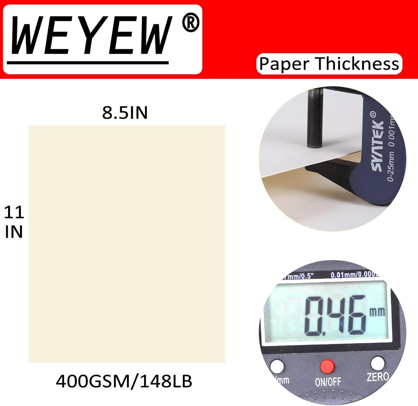 50 Sheets 148lb Cream Cardstock, 8.5" x 11", Premium Heavyweight Card Stock Blank Invitation Paper Greeting Cards DIY Craft Card Making, 148LB Cover 400 GSM