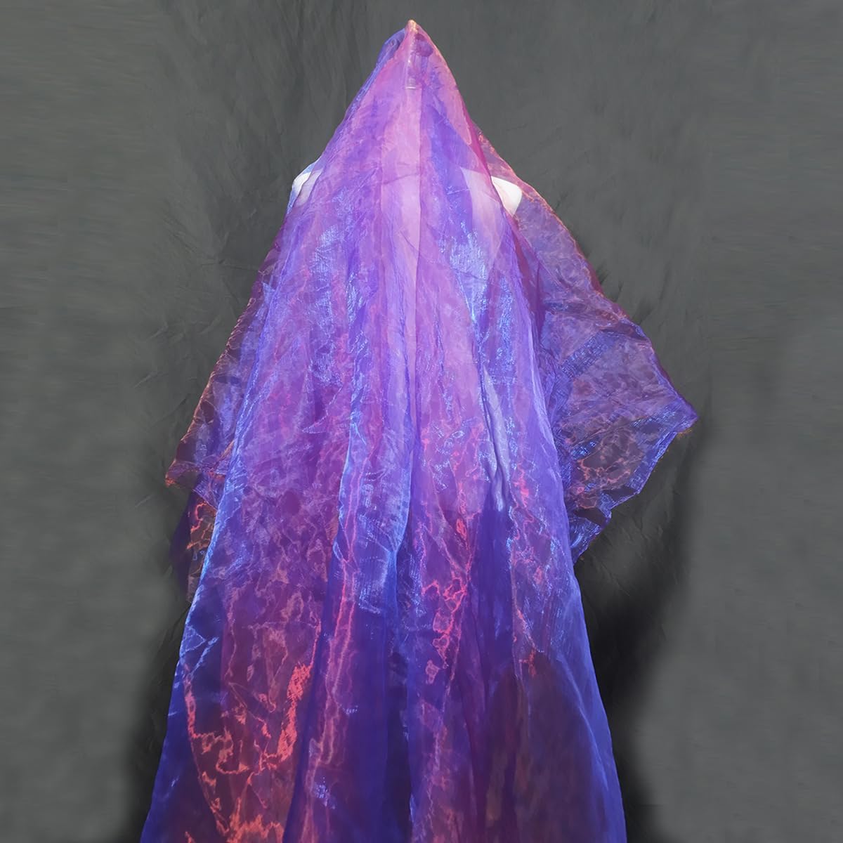 Two-Tone Iridescent Holographic Organza Fabric - 5.5 Yards by The Yard | Lightweight Sheer Tulle | for Wedding Dresses, Party Decor, DIY Crafts, Shiny Backdrops(Royal Blue with red)