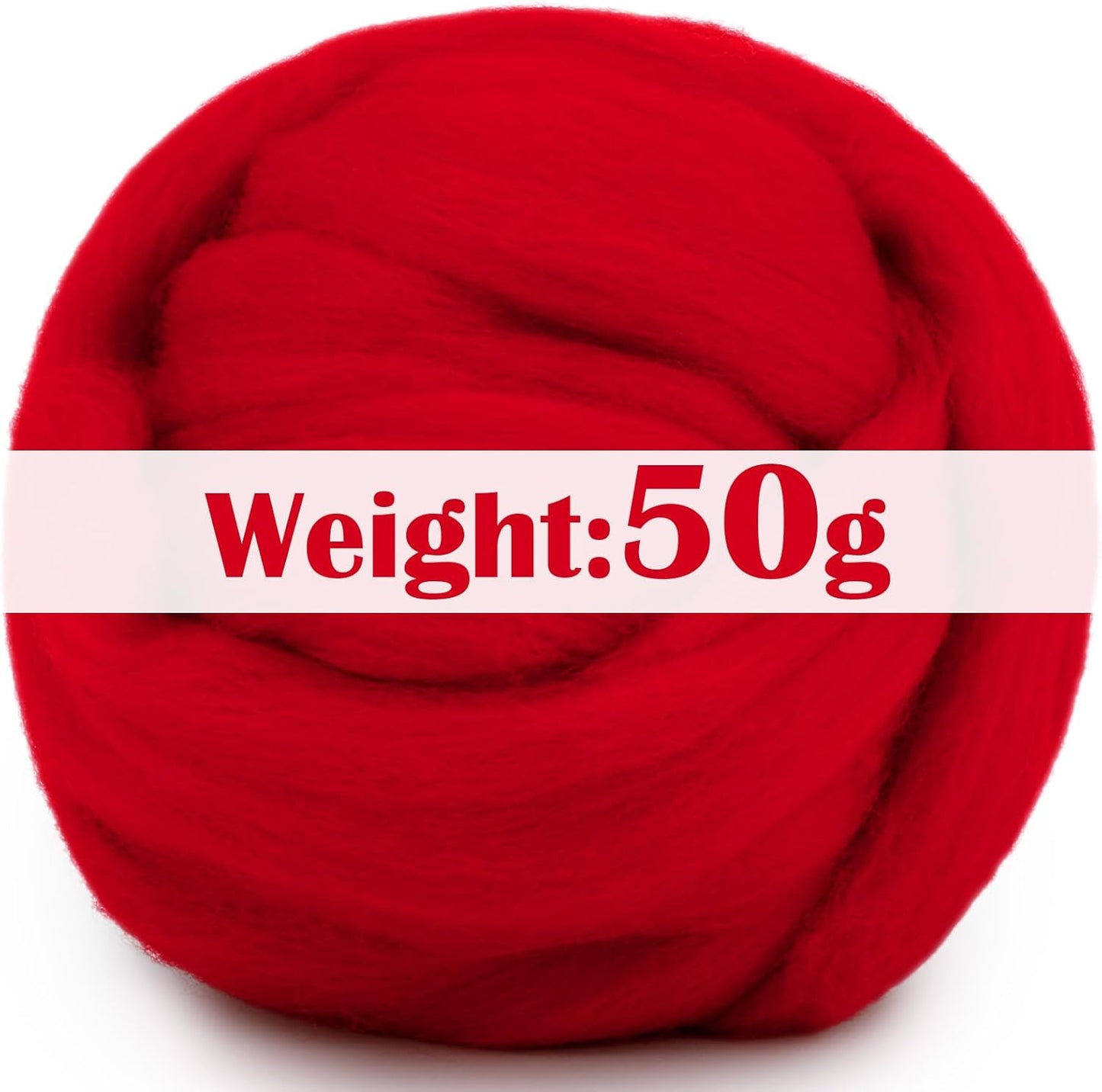 Mayboos Wool Roving Yarn, 1.76oz Colored Natural Wool Roving,Wool Felting Supplies Pure Wool Chunky Yarn for Wet Felting handcrafts and Spinning (Red Color)