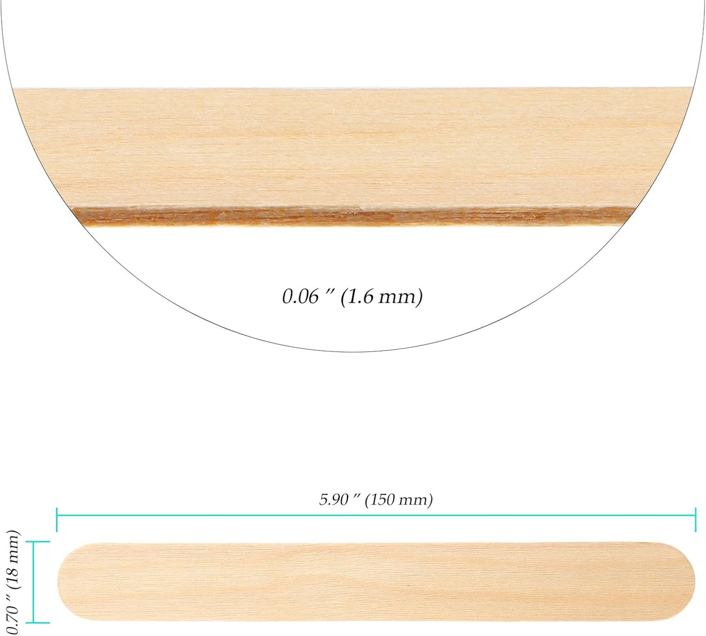 Wooden Craft Sticks, 6 Inch, 1200 Pieces, Jumbo Craft Sticks for Waxing, Stirring, Plant Labels
