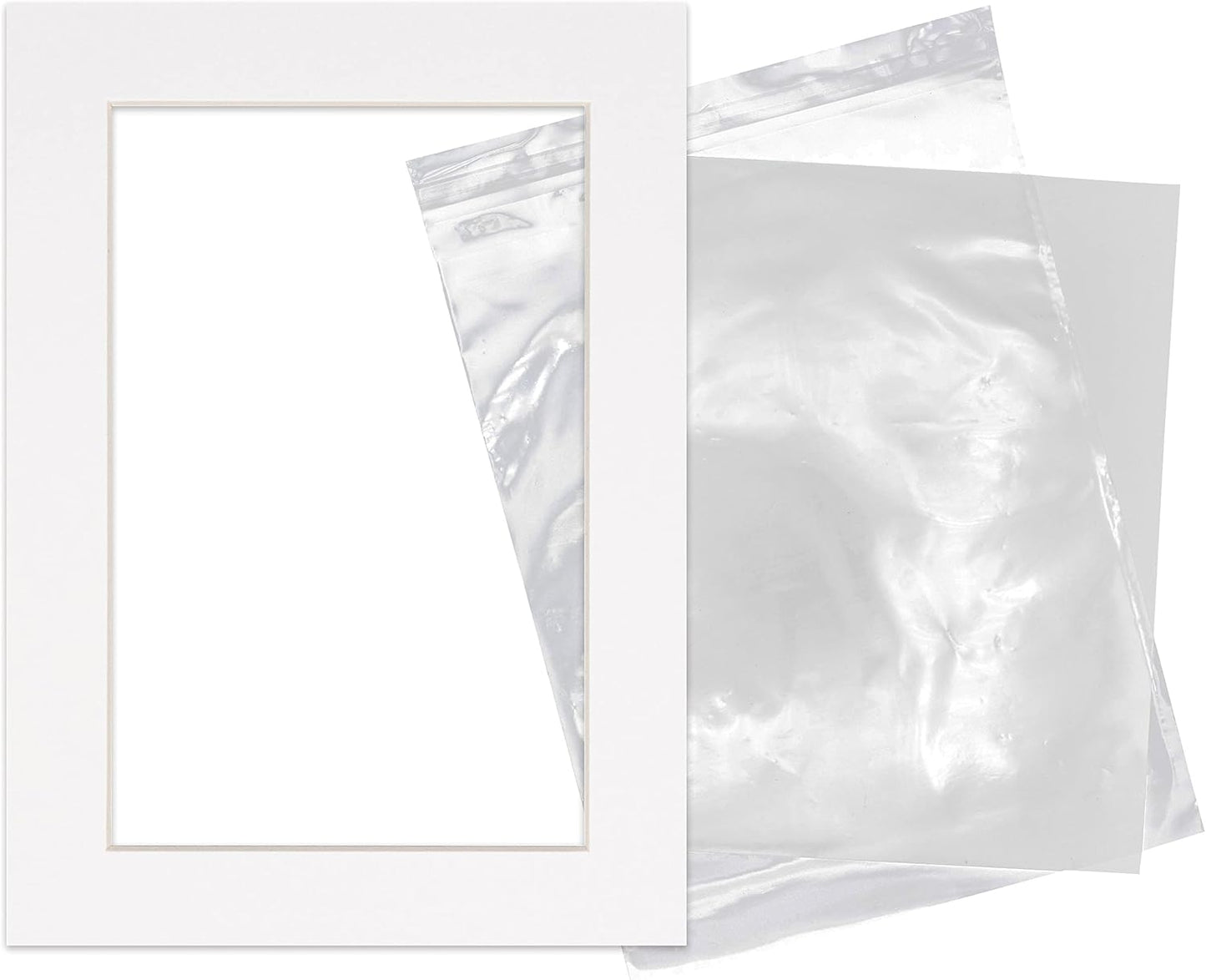 5x7 Mat for 8.5x11 Frame - Precut Mat Board Acid-Free Show Kit with Backing Board, and Clear Bags White 5x7 Photo Matte Made to Fit a 8.5x11 Picture Frame Matboard for Framing, Pack of 25 Mats