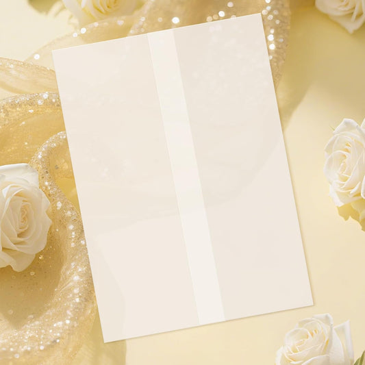 60 Pack Pre-Folded Vellum Jackets for 5x7 Invitations, Translucent Vellum Paper 5x7 Jackets, 100GSM Wedding Invitations Wraps, Envelope Liners for Birthdays, Baby Showers
