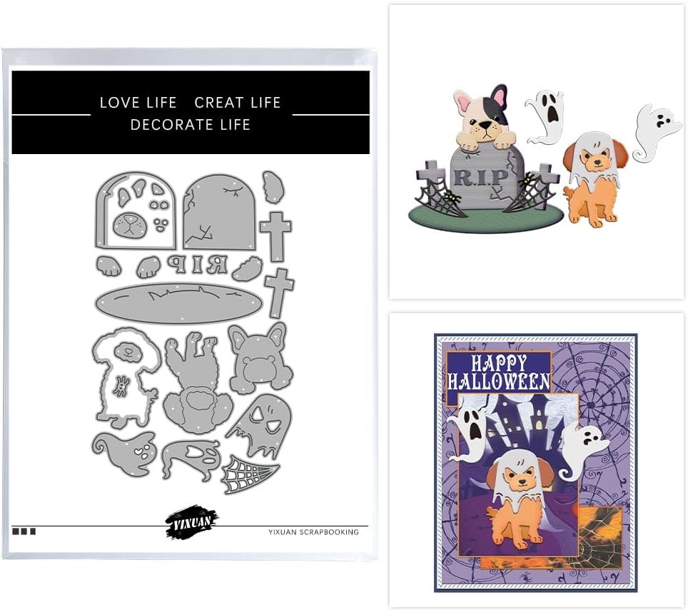 Halloween Clear Silicone stampReusable Stamp with Pumpkins, Skulls, Bats, Santa Claus, and Holiday Designs. Used for Making Cards, scrapbooks, and DIY templates (Halloween Puppy)