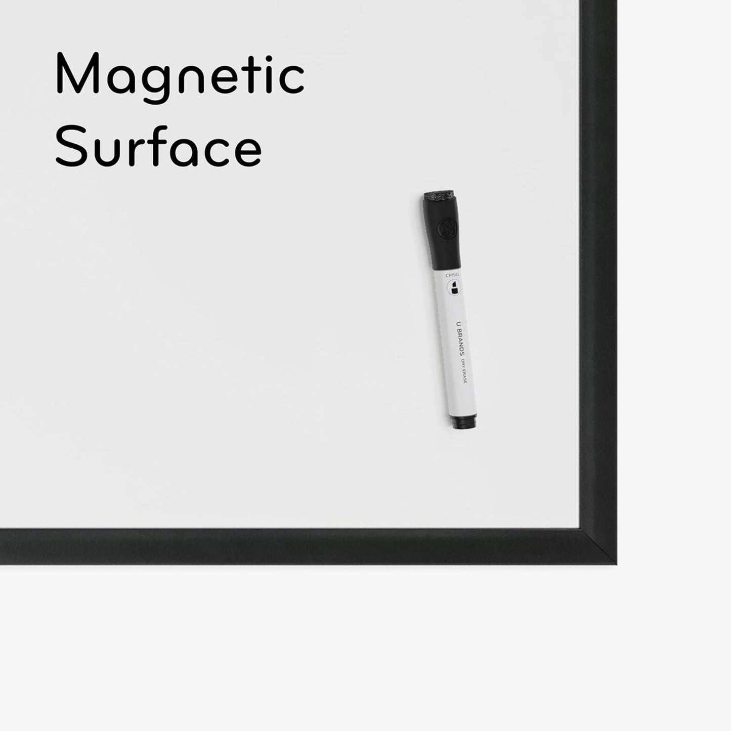 U Brands Magnetic Dry-Erase Board, 36 X 24 Inches, Black Wood Frame (311U00-01)