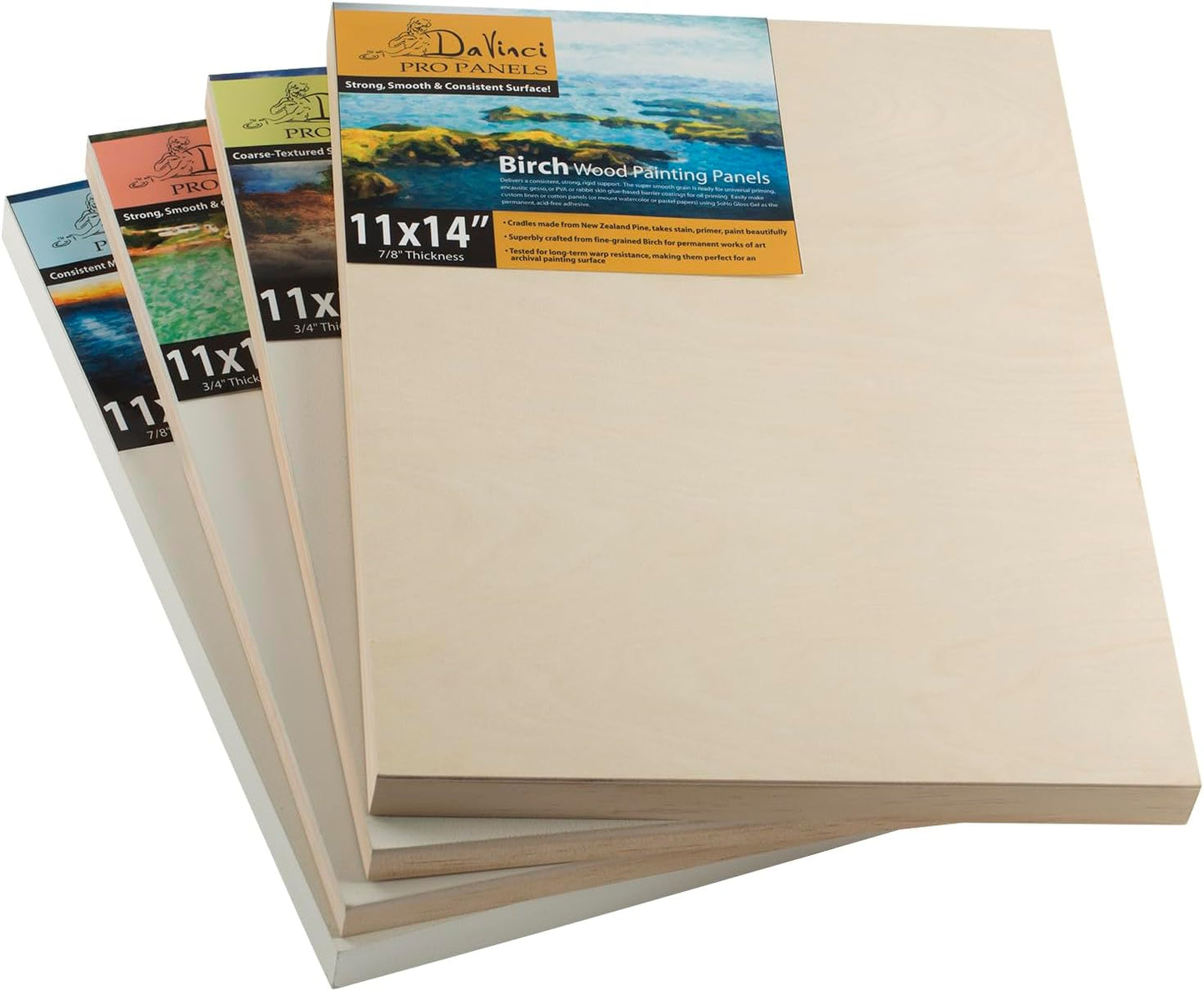 DaVinci Wood Panel Pro Ultra Smooth Gesso Panels 3/4inchinch Panel (Single) 9x12inchinch - 6 Pack