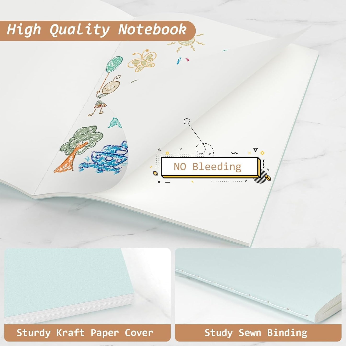 Oucaru Journaling Notebooks A5 Notebook college Blank Sketch Book 16 Pack Small Kraft Notebooks Bulk 8.3x5.5 Inches, 16 Colors Drawing Notebook Soft Cover Steno Pads School Supplies
