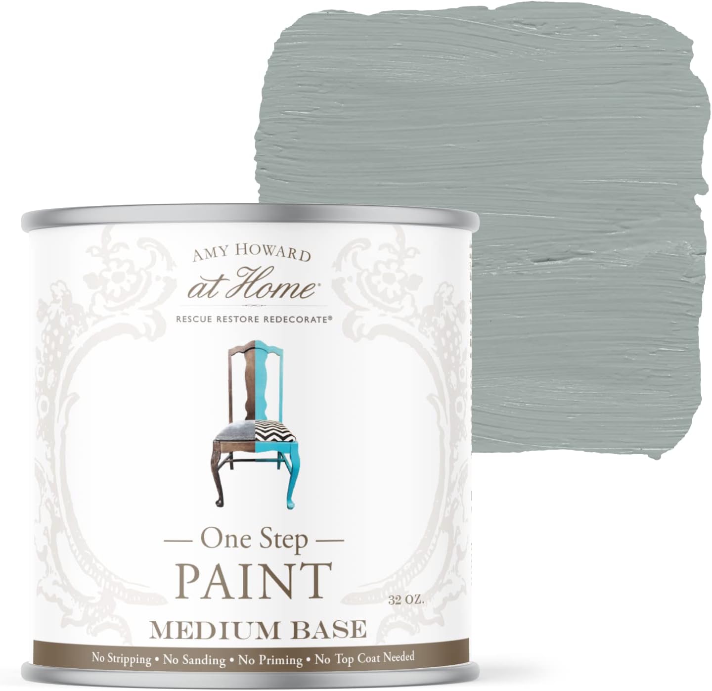 AMY HOWARD AT HOME Chalk-Based One Step Paint for Furniture, Cabinetry, Decor, Finish, and More | No Stripping, Sanding, or Priming | Medium Base | 16 Ounce | Cartouche Green