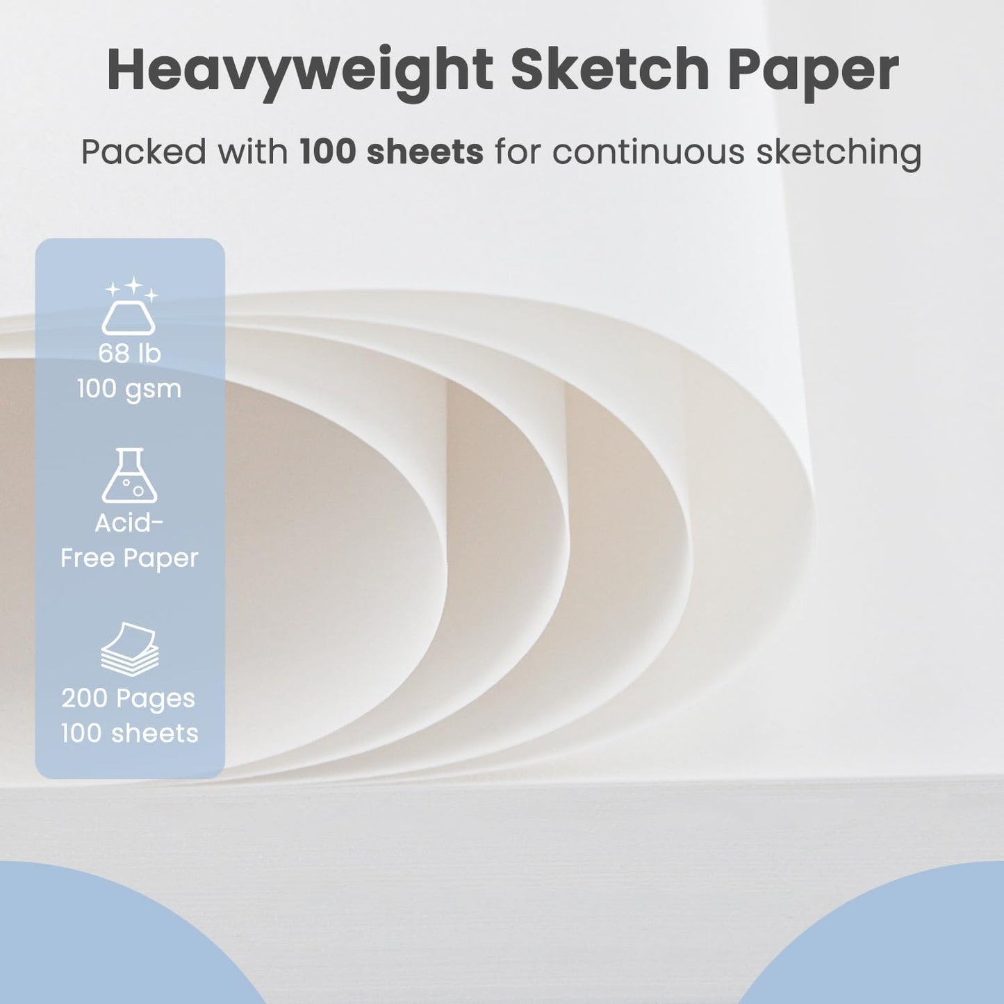 Classroom Must Haves, Sketch Pad for Kids Ages 8-12, 1 Pack-100 Sheets 9 by 12 Sketchbook for Kids, 68lb/100gsm Drawing Paper Pad, Spiral Sketch Books for Adults, Art Supplies for College Students.