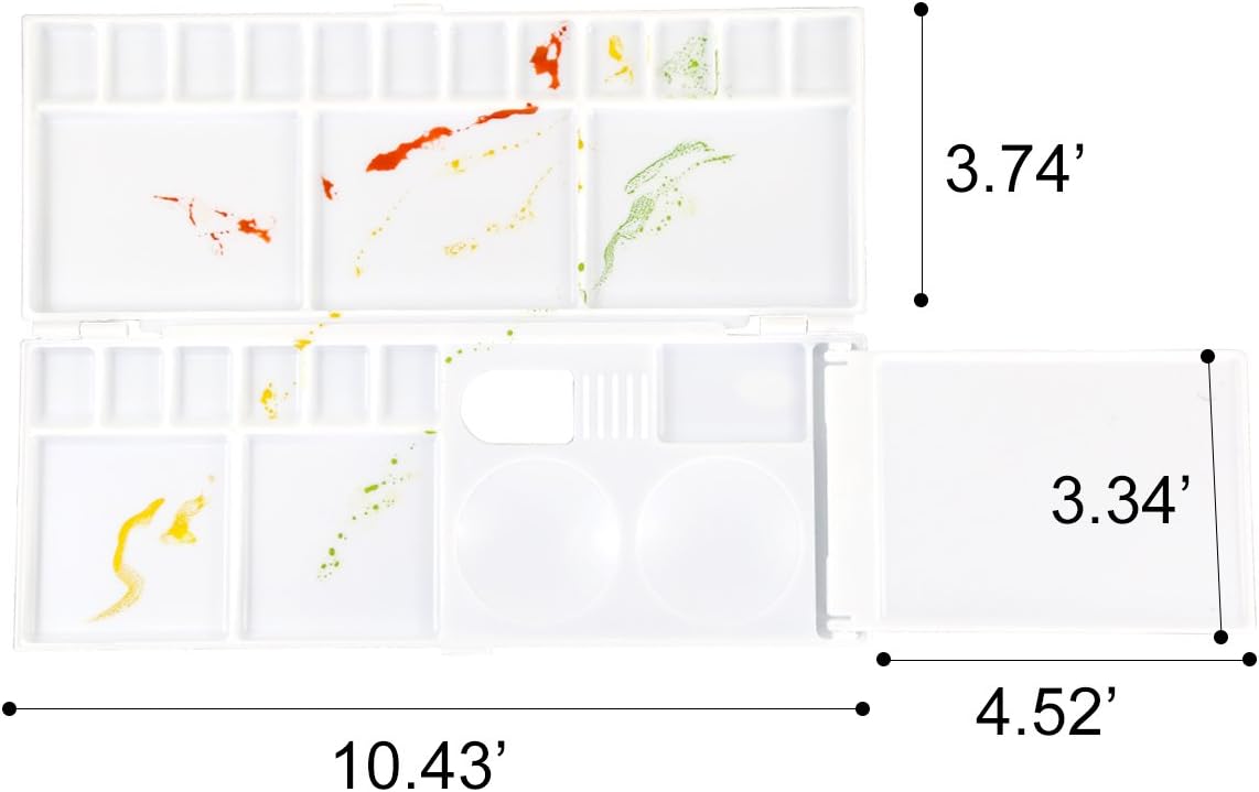 Transon Aritst Paint Palette Box 26 Wells for Watercolor, Gouache, Acrylic and Oil Paint with 1 Paint Brush
