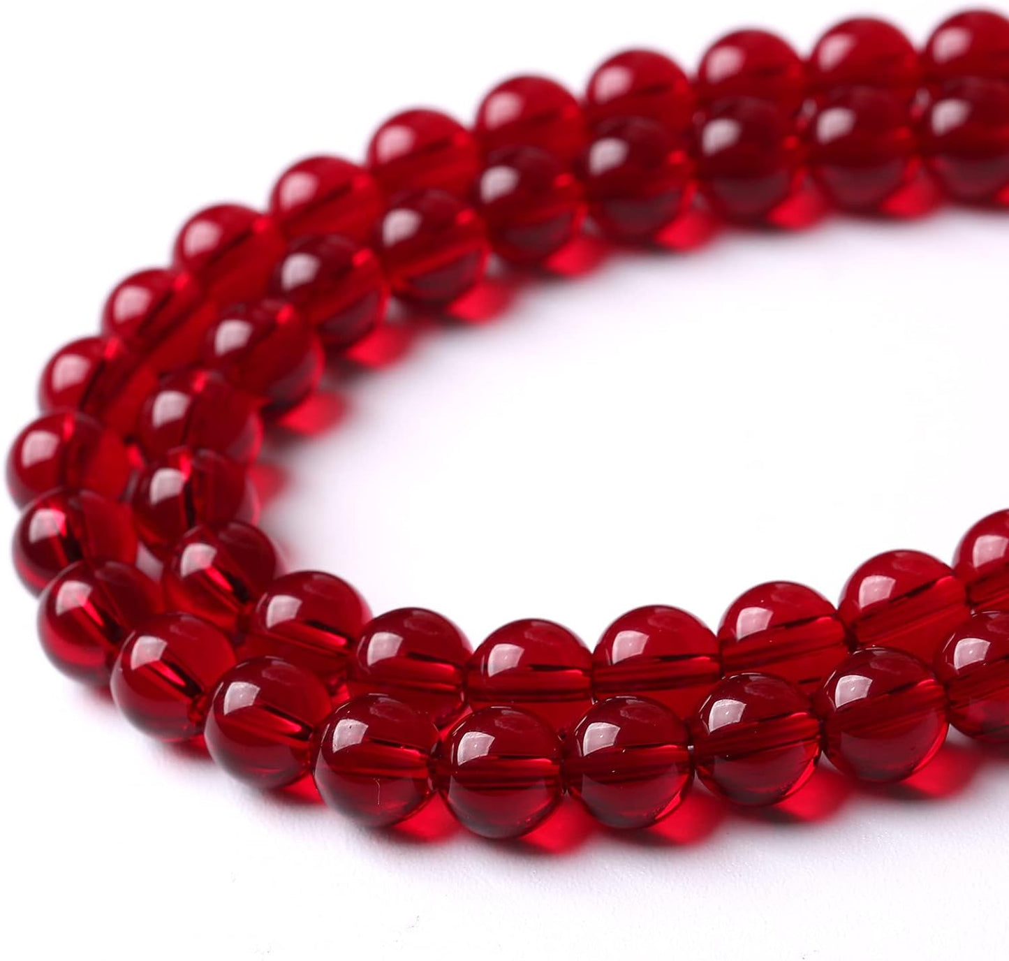 182pcs 4mm Smooth Garnet Red Glass Crystal Round Loose BeadsFor Jewelry Making DIY Bracelet Necklace Accessories 32" 2 Strand
