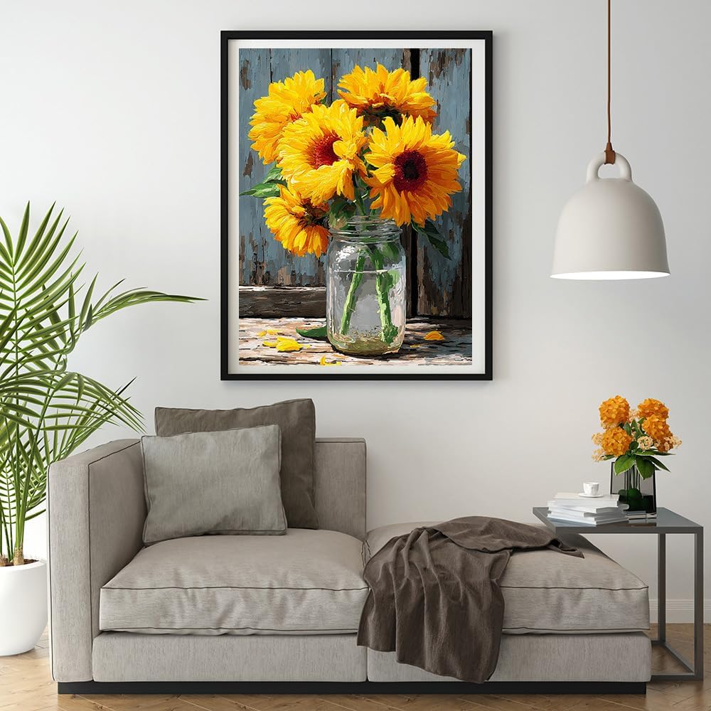 Moohue 14ct Counted Stamped Cross Stitch Kits for Adults Flowers Printed Cross Stitch Patterns Art Crafts Cross Stitch Supplies (Flowers 6)