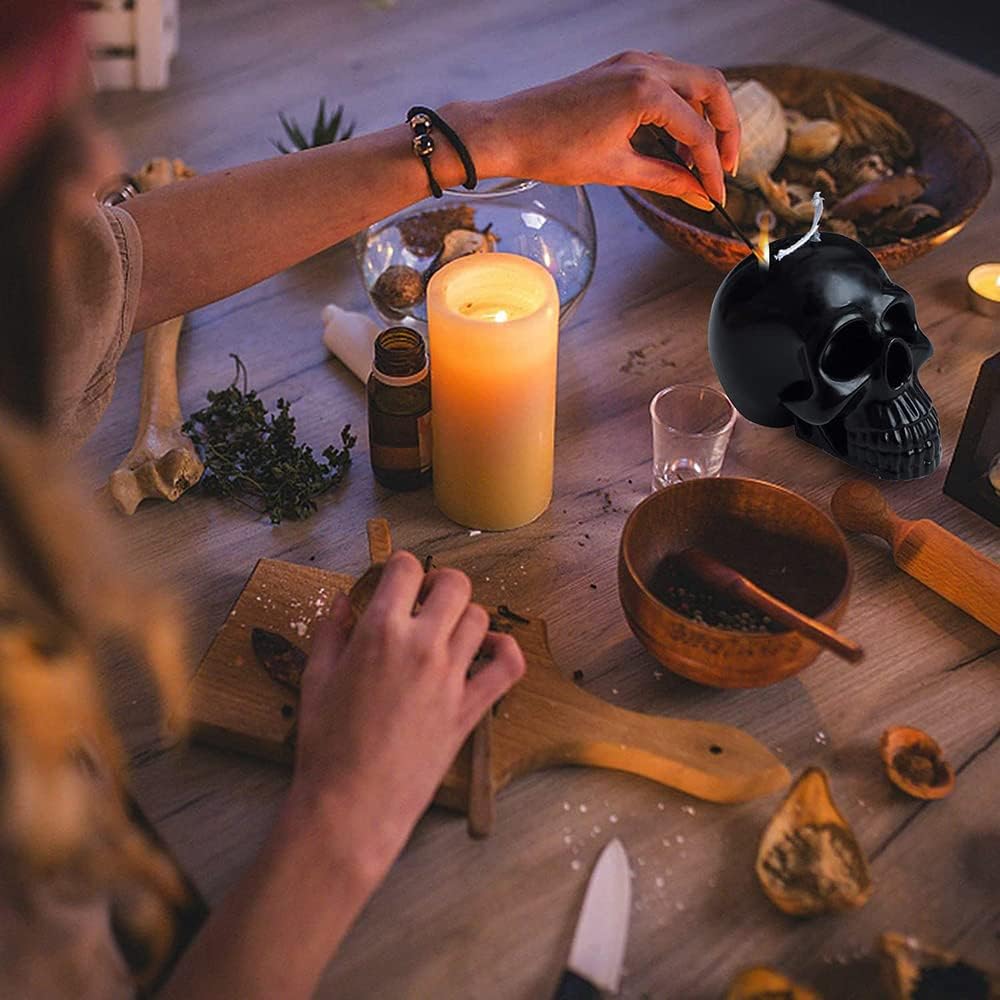 3D Skull Candle Silicone Molds Set, Skull Mold and 6 Holes Mini Candle Mold, The First Choice As Gift for Halloween Plaster Decoration Clay Soap Making Cake Fondant Mould Festival Gifts