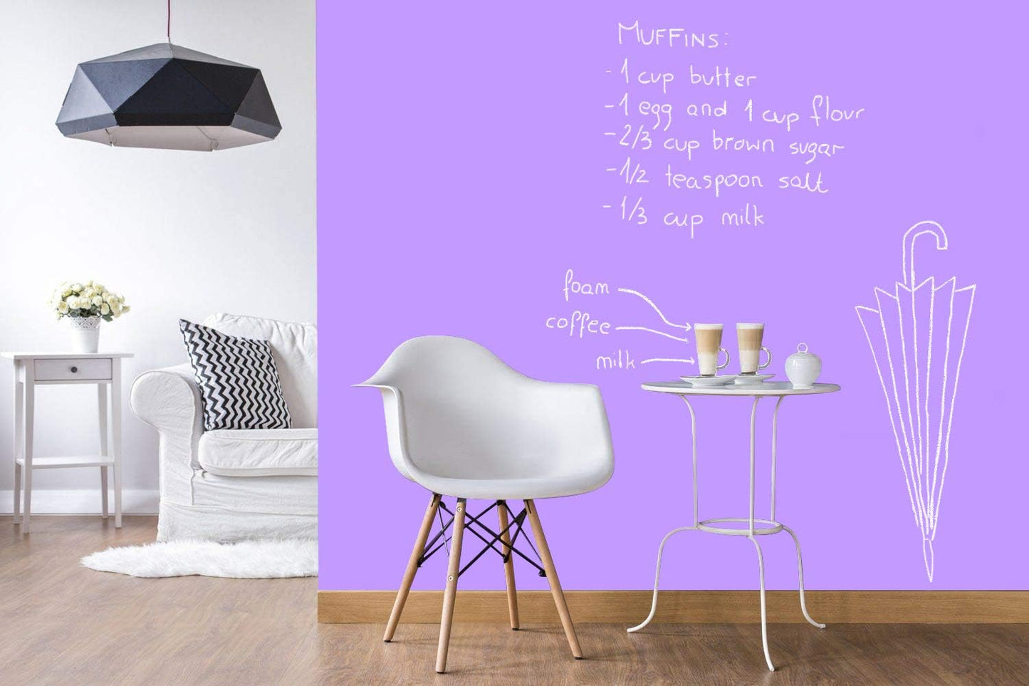 Chalkboard Blackboard Paint - Brush on Wood, Metal, Glass, Wall, Plaster Boards Sign, Frame or Any Surface. Use with Chalk Pen Wet Erase, Non-Toxic - Matte Finish [Purple] - (8.5oz Cover 32 sf)