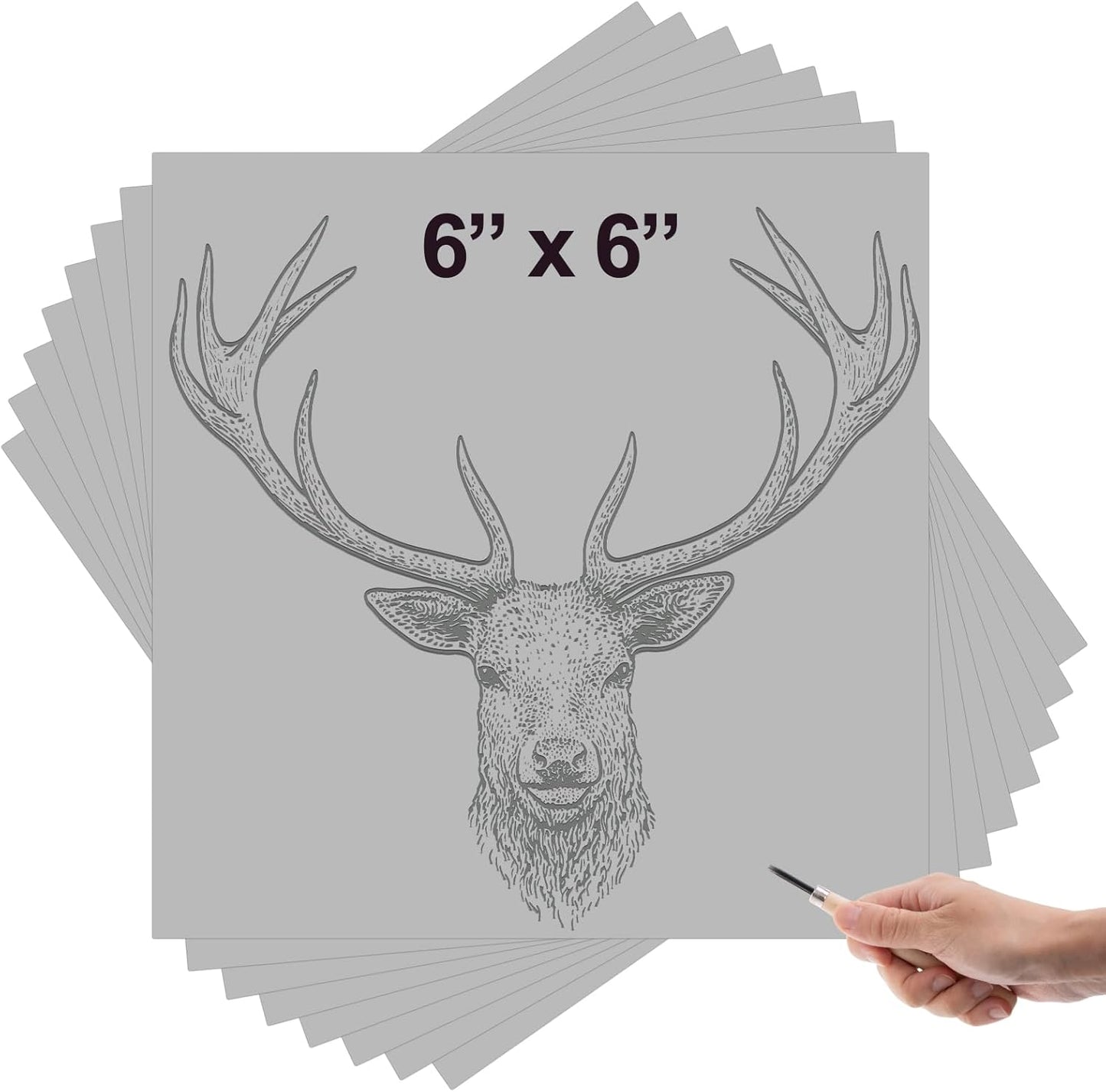 Yeaqee 8 Pcs Linoleum Block Rubber Carving Block Soft Linocut Blocks Large Linoleum Sheet Unmounted Lino Plates for Engraving Art Project Printmaking Artist Studio Supplies (6 x 6 Inch,Gray)