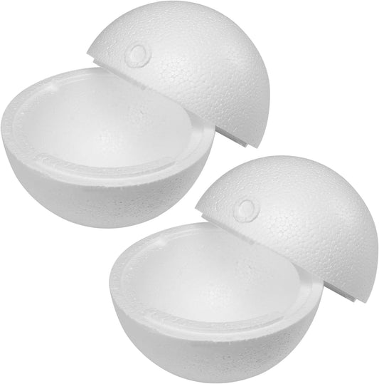 4PCS 8 Inchs Hollow Foam Half Balls Hollow Dome Polystyrene Balls Hollow Half Sphere for DIY Crafts Arts Round Balls with Artist Painting Supplies and DIY Home Craft Project（White）