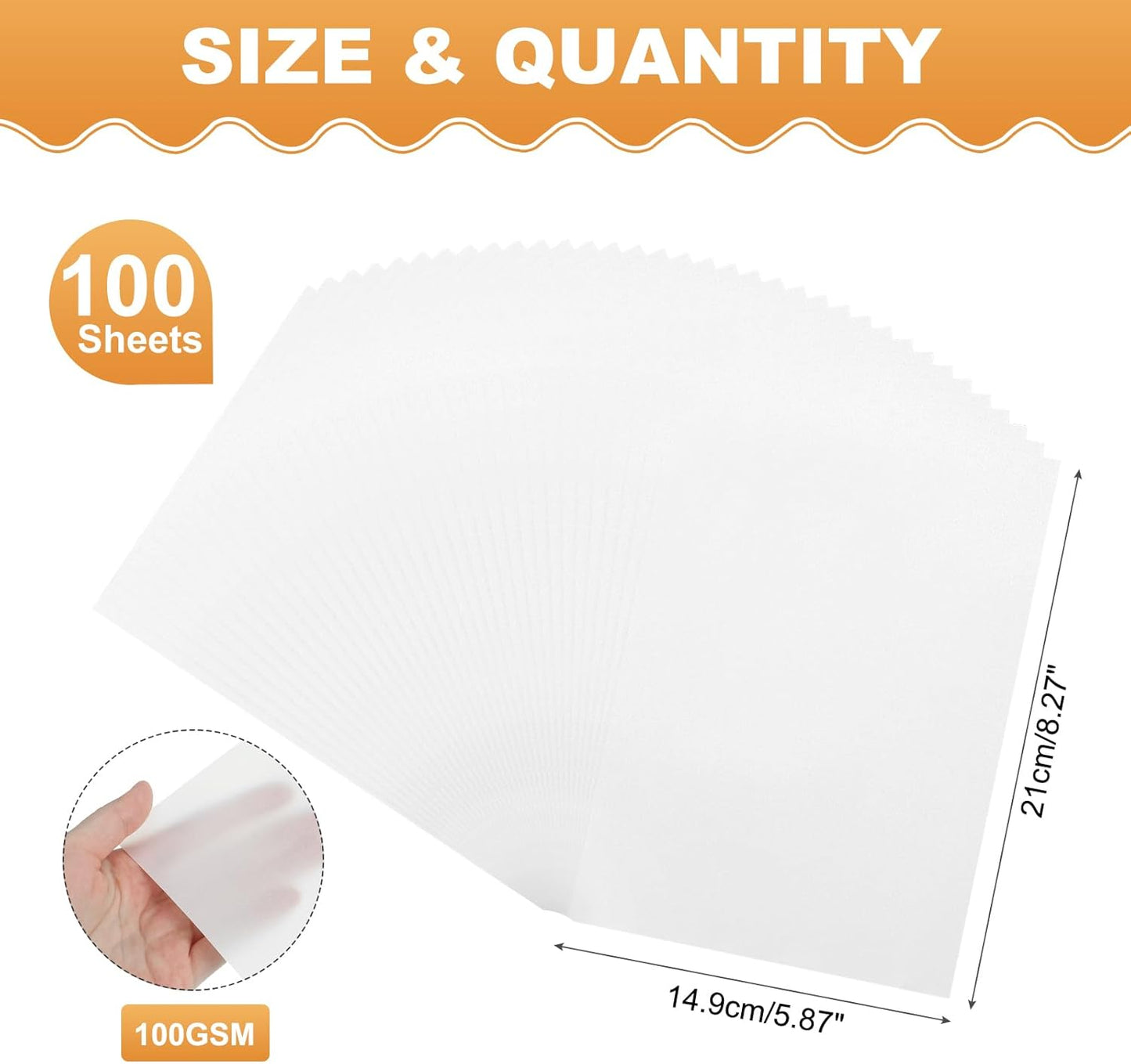 MECCANIXITY 100 Sheet Colored Vellum Paper 5.9" x 8.3", 100gsm Translucent Printable Vellum Sheets for Printing Wedding Invitations Inkjet Laser Printer, Silver