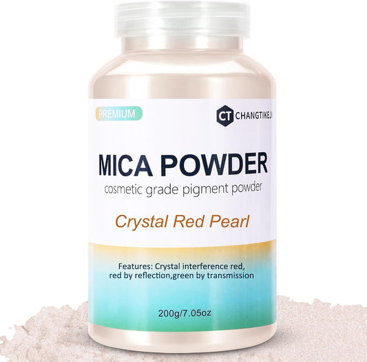 Mica Powder,7.05OZ（200g）,Crystal Red Pearl Mica Powder Pigment for Epoxy Resin，Lip Gloss，Car Paint，Dye，Soap Making，Nail Polish,Epoxy Resin,Candle Making,Bath Bombs