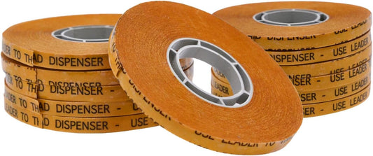 WOD General Purpose ATG Tape, 1/4 inch x 36 yds. (Set of 12 Rolls) Adhesive Transfer Tape Glider Refill Rolls Clear Adhesive on Gold Liner (Acid Free) RWATG20