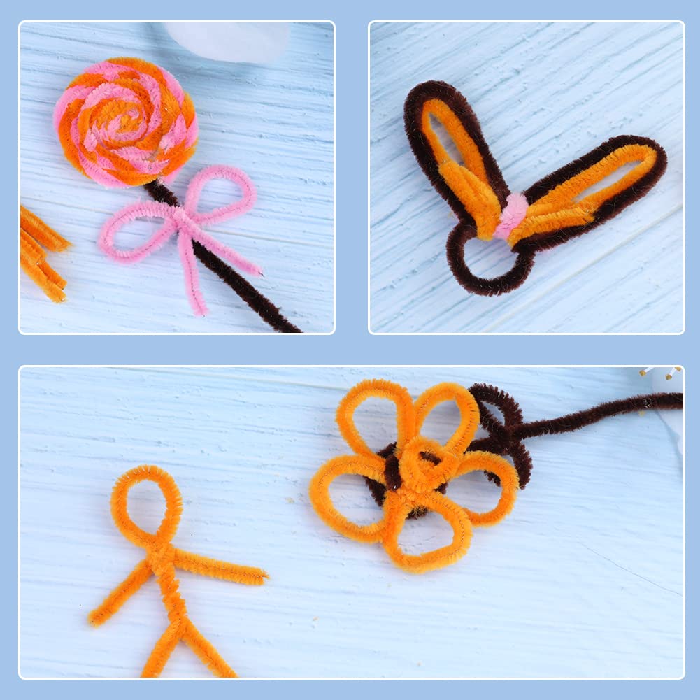 60 PCS Orange Pipe Cleaners, Pipe Cleaners Chenille Stem,Pipe Cleaners Bulk,Art Pipe Cleaners for Creative Home Decoration Supplies and Crafts Project