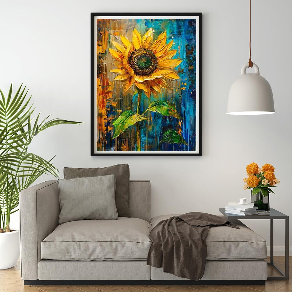 Moohue 14ct Counted Stamped Cross Stitch Kits for Adults Sunflowers Printed Cross Stitch Patterns Art Crafts Cross Stitch Supplies (Flowers 4)