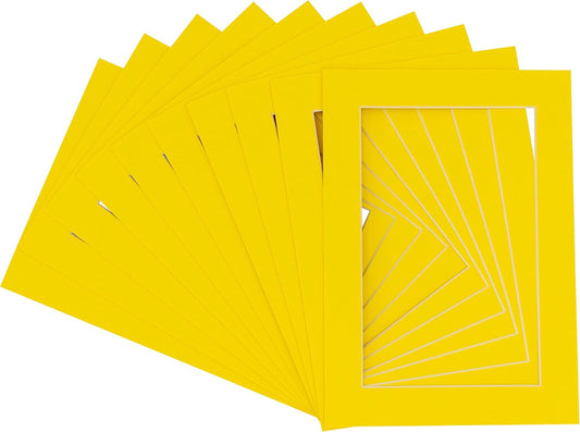 5x7 Mat for 8.5x11 Frame - Precut Mat Board Acid-Free Yellow 5x7 Photo Matte Made to Fit a 8.5x11 Picture Frame, Premium Matboard for Family Photos, Show Kits, Art, Picture Framing, Pack of 100 Mats