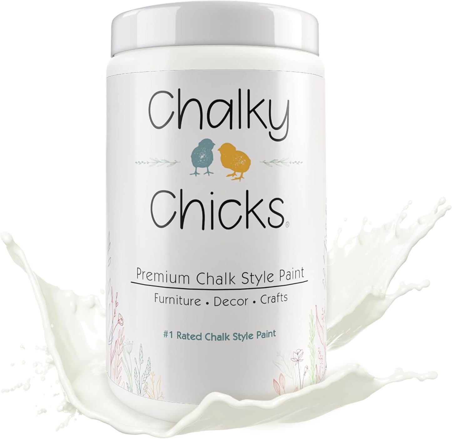 Chalky Chicks All-in-One Chalk Paint for Furniture or Cabinet - 32 Fl Oz - Matte Finish Buttermilk (White) for Metal, Wood Furniture Paint - No Sanding All-in-One for Home Decor & Crafts, USA Made