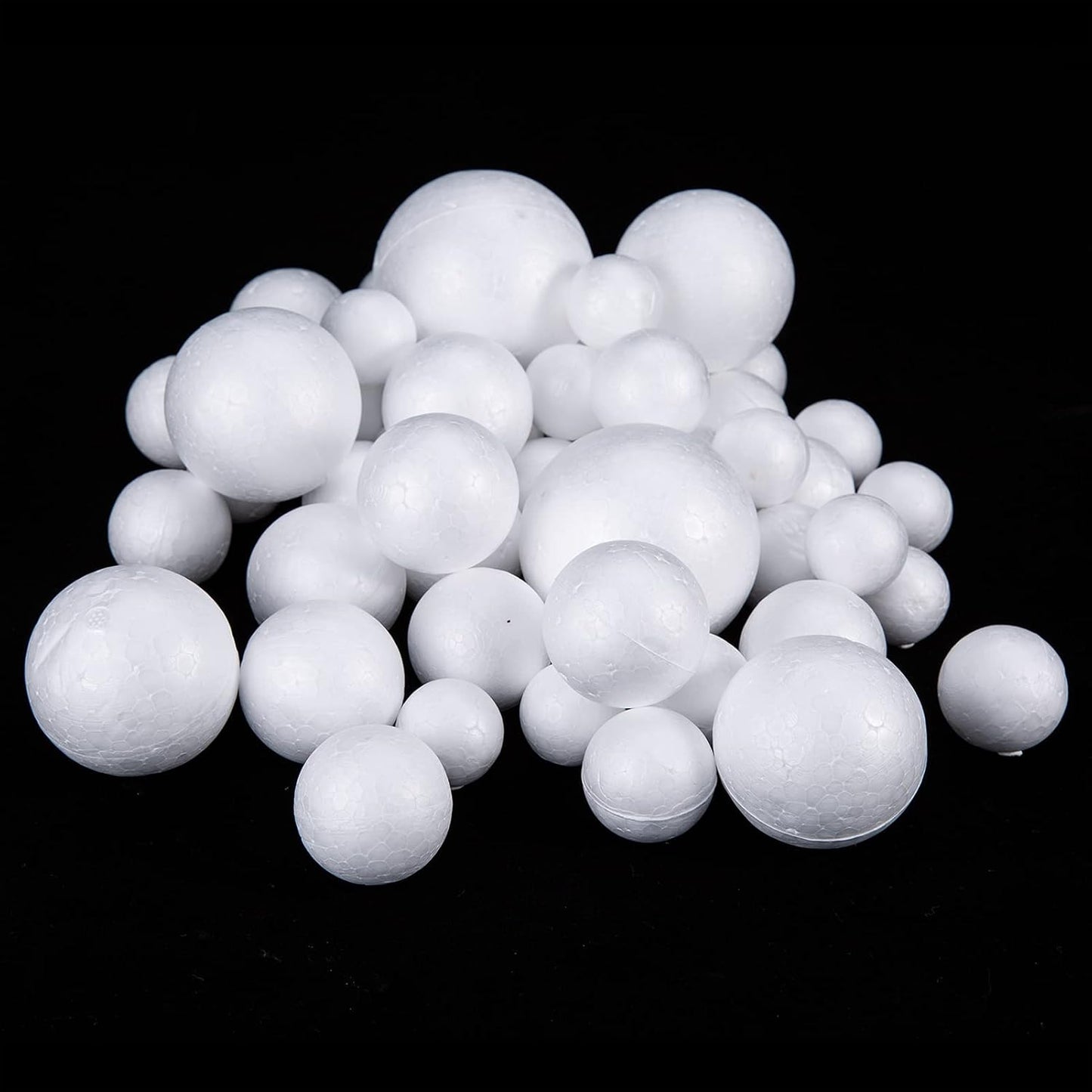 Pllieay 48 Pieces 6 Sizes White Foam Balls, Polystyrene Craft Foam Balls for Art, Craft, Household, School Projects, Party Decoration
