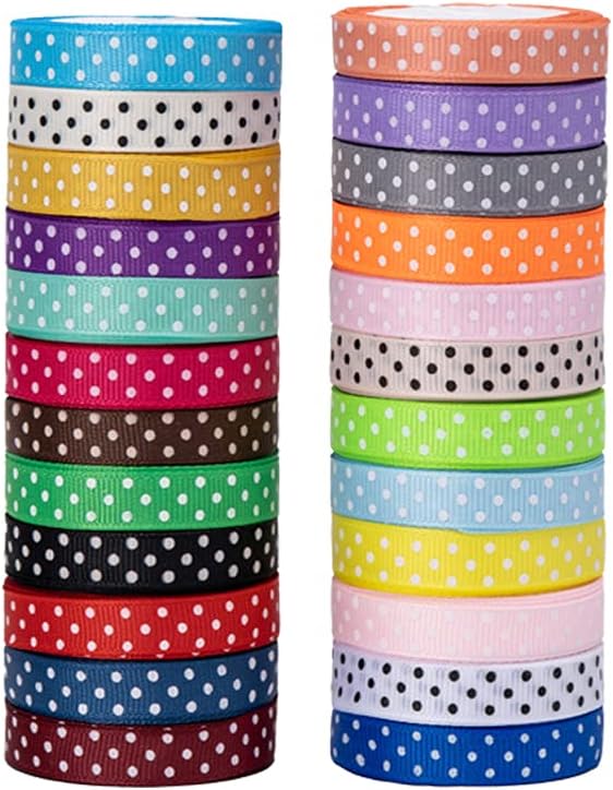 96 Yard Grosgrain Ribbon Set, 3/8" X 4 Yard/Roll, 24 Colors Fabric Ribbons Roll Perfect for Wedding, Gift Wrapping, Bow Making & Other Projects