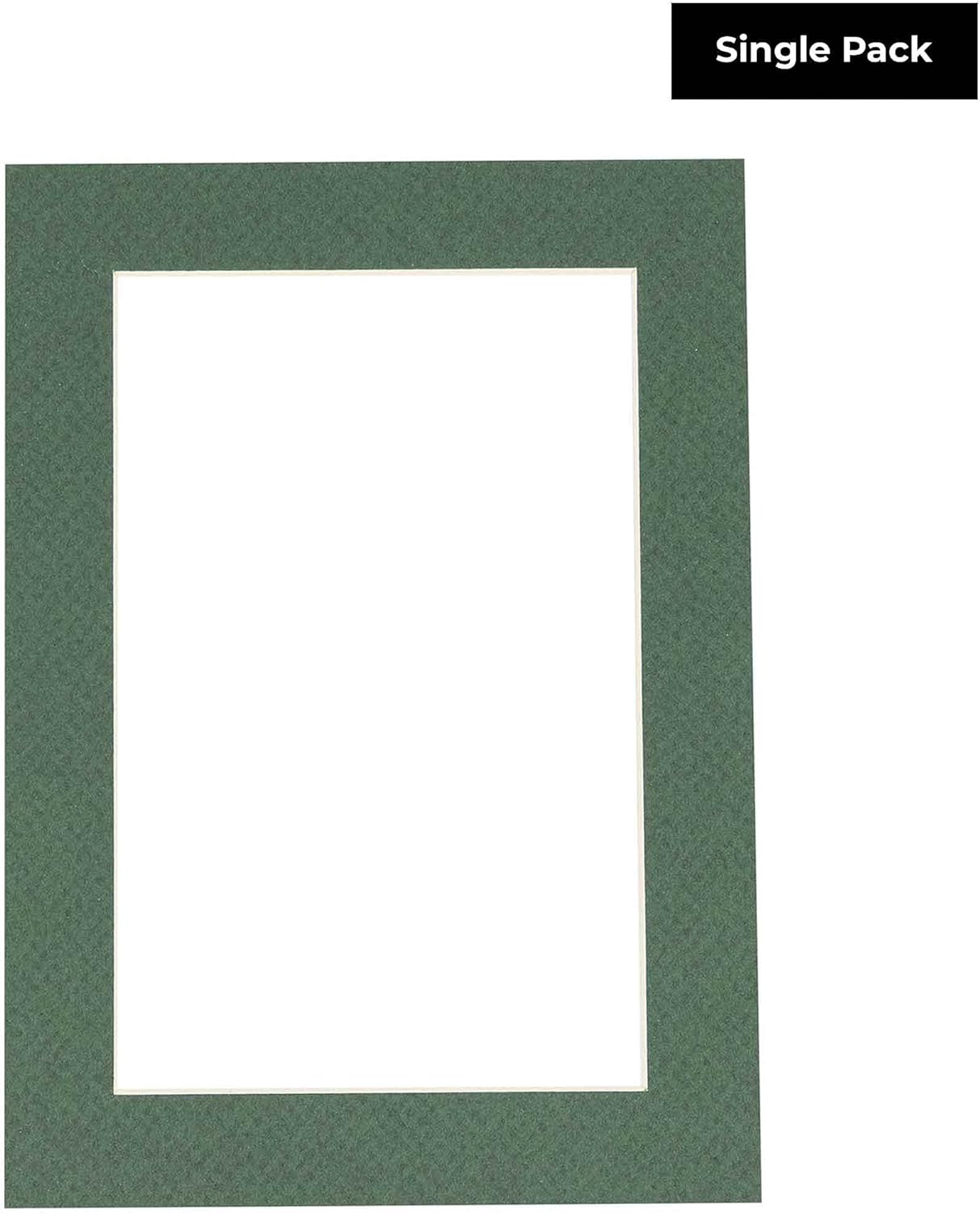 11x14 Mat for 8.5x11 Photo - Precut Hunter Green Picture Matboard for Frames Measuring 11 x 14 Inches - Bevel Cut to Display Art 8.5 x 11 Inches - Acid Free ONE MAT with Backing Board & Clear Bag