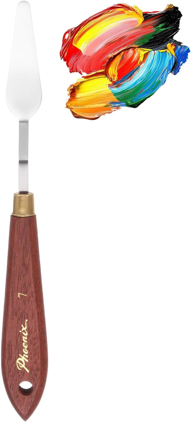 MECCANIXITY Pack of 1 Palette Knife No.7, 8.3" Long Palette Knives with Stainless Steel Flexible Spatula Pallet Knife and Wood Handle for Scraping, Mixing, Oil Acrylic Painting Canvas