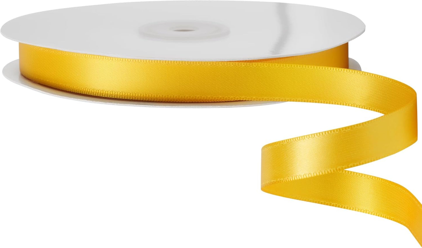 LIUYAXI Yellow Stain Ribbon, 5/8" X Continuous 50 Yards, Double Faced Fabric Ribbon Perfect for Gift Wrapping Wedding Birthday Party Christmas Hair Floral Craft Baby Shower