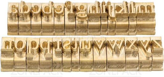 ZONEPACK Copper Brass Stamping Flexible Alphabet Number Symbol Character Stamp Mold Letter Positioning Plate DIY for Hot Foil Stamping Machine (26PCS Lowercase Times New Roman)