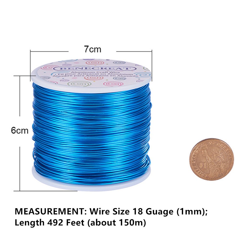 BENECREAT 18 Gauge Jewelry Craft Aluminum Wire 492 Feet Bendable Metal Sculpting Wire for Craft Floral Model Skeleton Making (DeepSkyBlue, 1mm)