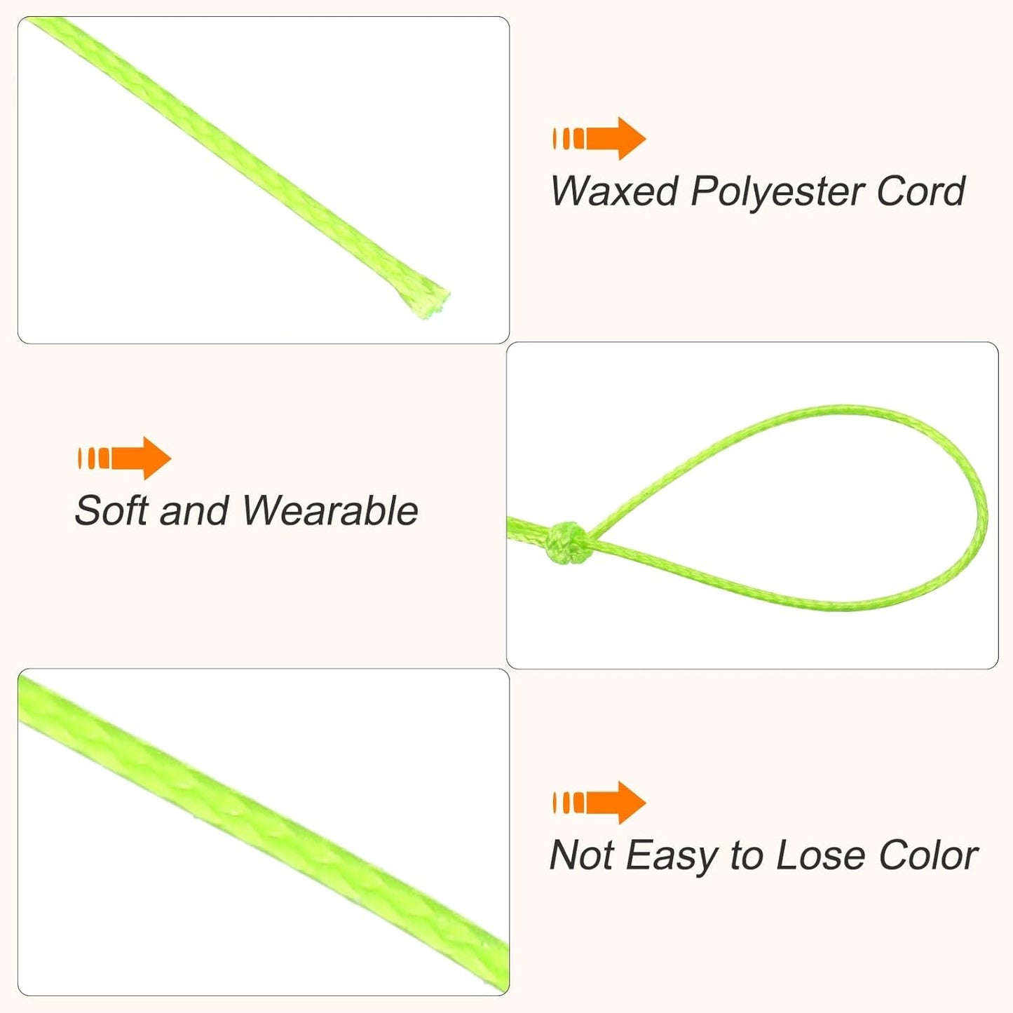 MECCANIXITY Waxed Cord 0.5mm Waxed Polyester Cord 175 Yard Wax String for Bracelet Making, Necklaces, Beading, Jewelry Making and DIY Crafts(Emerald Green)