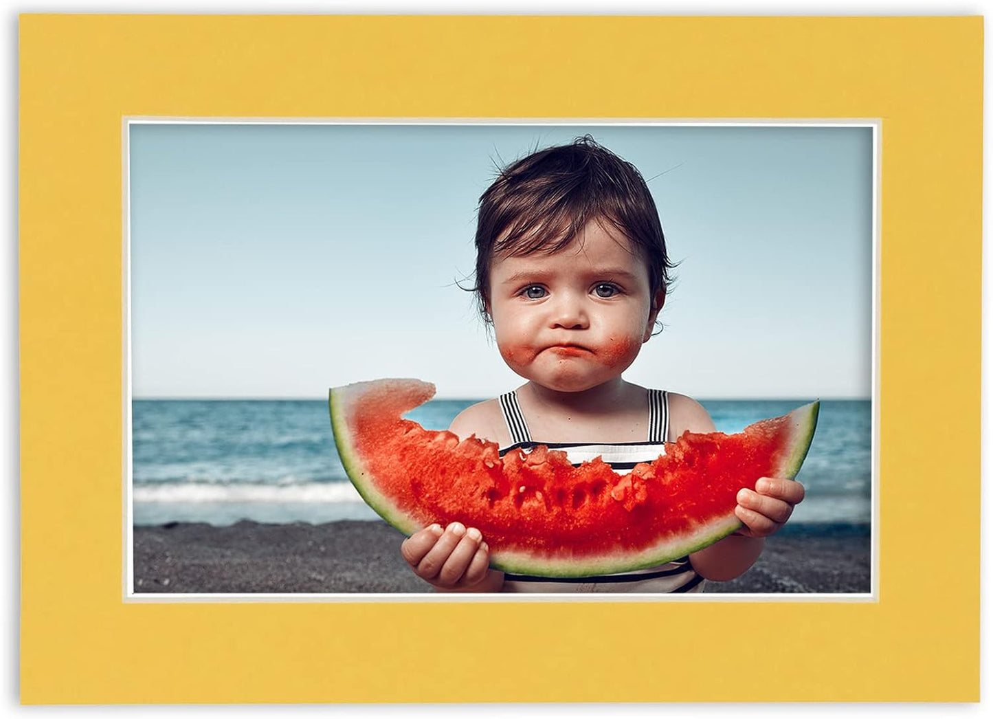 11x14 Mat Bevel Cut for 8.5x11 Photos - Acid Free Chamois Yellow Precut Matboard - For Pictures, Photos, Framing - 4-ply Thickness