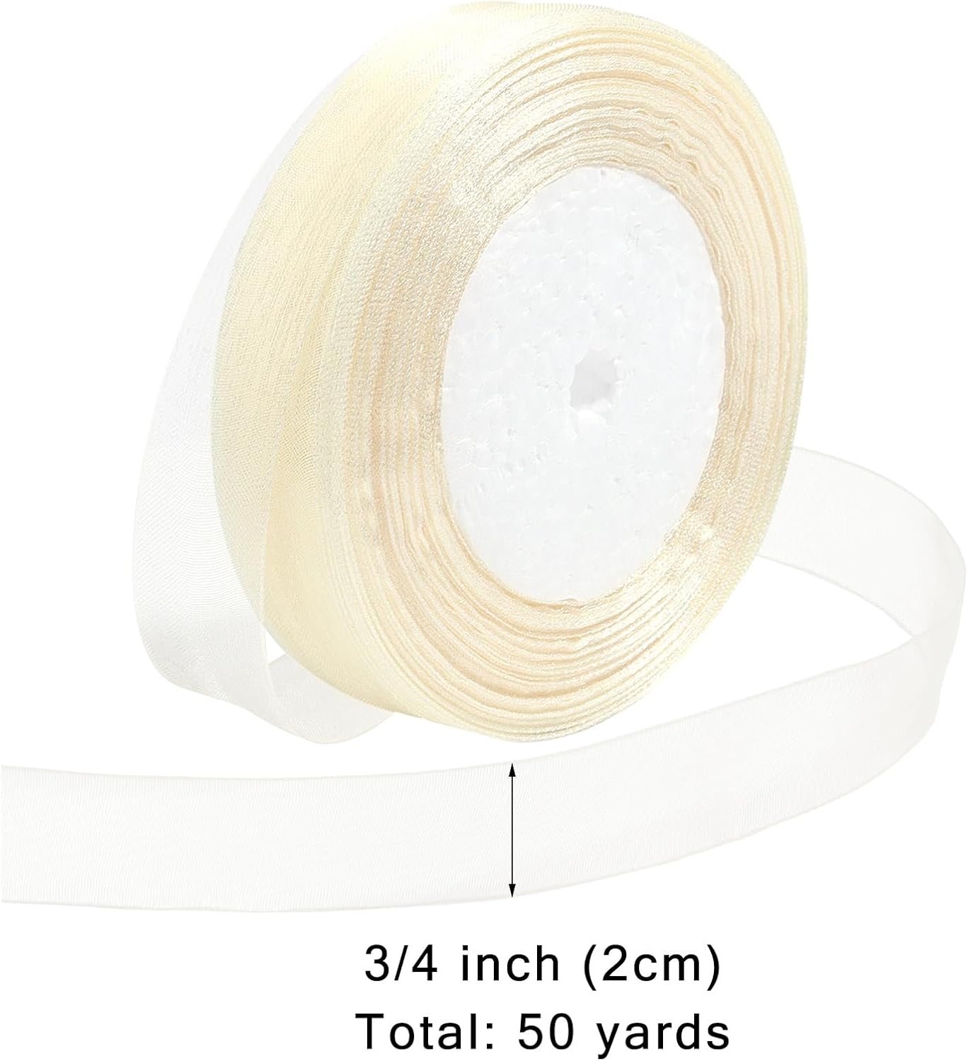 Ribbon for Gift Wrapping 3/4 inch Ivory Sheer Organza Ribbon for Flower Bouquet Tulle Thin Chiffon Ribbons for Wedding Invitations Christmas Halloween Presents Decorations Crafts 50 Yards