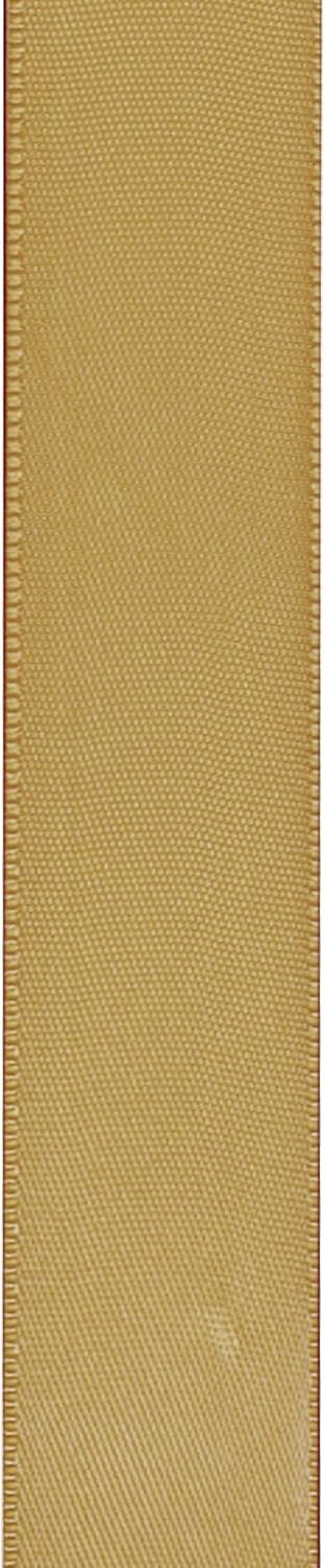 LIUYAXI Pale Gold Double Faced Satin Ribbon, 3/8" X Continuous 25 Yards, Ribbons Perfect for Gift Wrapping Bows Bouquet Wedding Decor DIY Craft and More