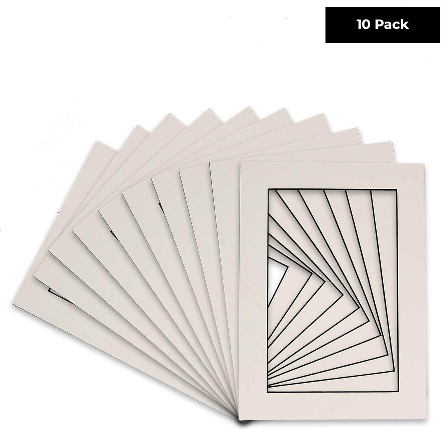 Pack of Ten Acid Free 11x14 Mats Bevel Cut for 8.5x11 Photos - White With Black Core Precut Matboards With Backing Boards and Self Seal Bags for Pictures, Framing - 4-ply Thickness