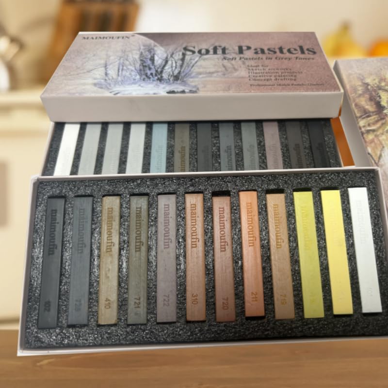 12-Pack Earth Tone Square Soft Pastels Water-Soluble Blendable Artist Drawing Pastels Set for Artists & Hobbyists Drawing, Painting & Sketching (Brown)