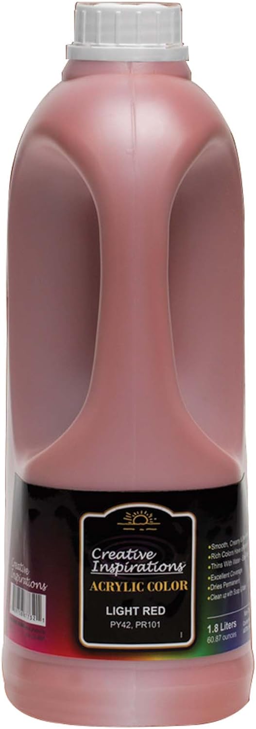 Creative Inspirations Acrylic Paint - Light Red - 1.8 Liter - Smooth & Creamy Consistency, Vibrant Pigmentation, Great Coverage for Artists - Clean Up with Soap & Water