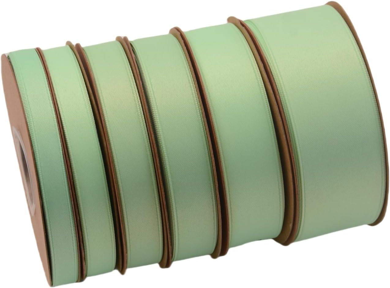 Double Side Satin Ribbon, Continuous 20 Yards,Use for Craft Bows Bouquet, Gift Wrapping, Wedding Decoration, Floral Arrangement (Light Green, 4/5 inch)