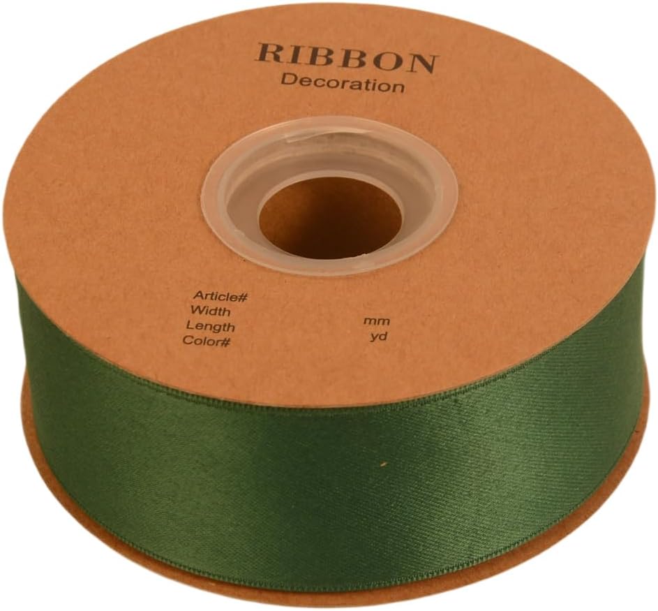 Double Side Satin Ribbon, Continuous 20 Yards,Use for Craft Bows Bouquet, Gift Wrapping, Wedding Decoration, Floral Arrangement (Dark Green, 1-1/2 inch)