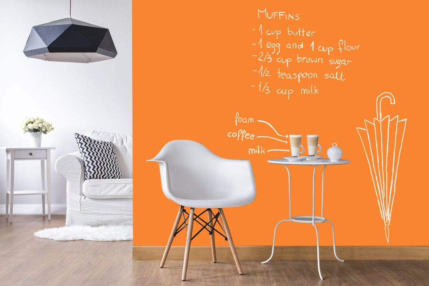 Chalkboard Blackboard Paint - Brush on Wood, Metal, Glass, Wall, Plaster Boards Sign, Frame or Any Surface. Use with Chalk Pen Wet Erase, Non-Toxic - Matte Finish [Orange] - (8.5oz Cover 32 sf)