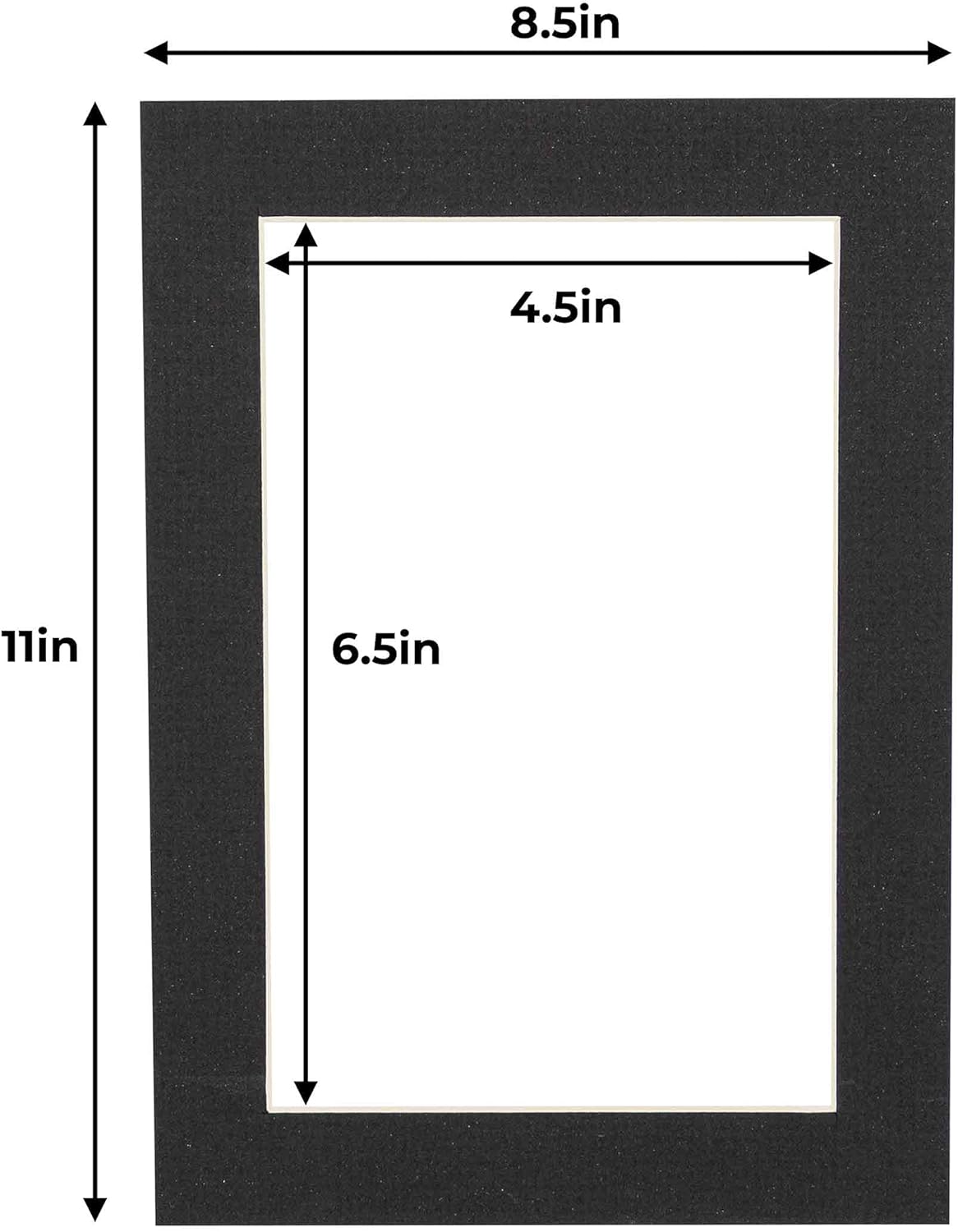 5x7 Mat for 8.5x11 Frame - Precut Mat Board Acid-Free Textured Black 5x7 Photo Matte For a 8.5x11 Picture Frame, Premium Matboard for Family Photos, Show Kits, Art, Picture Framing, Pack of 10 Mats