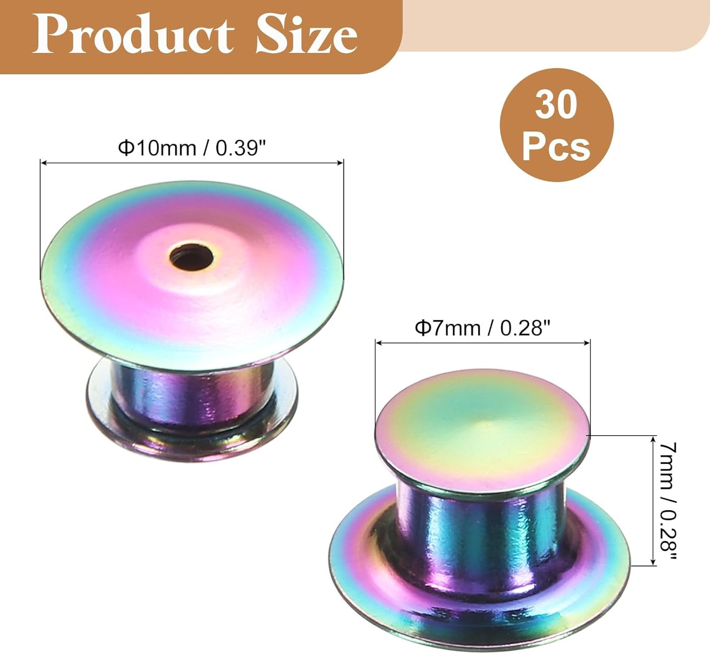 uxcell 30Pcs Metal Locking Pin Backs, Pin Keepers Locking Clasp Flat Head Clamp Needle Back Lock for DIY Brooch Crafts Badges Enamel Lapel, Multicolor