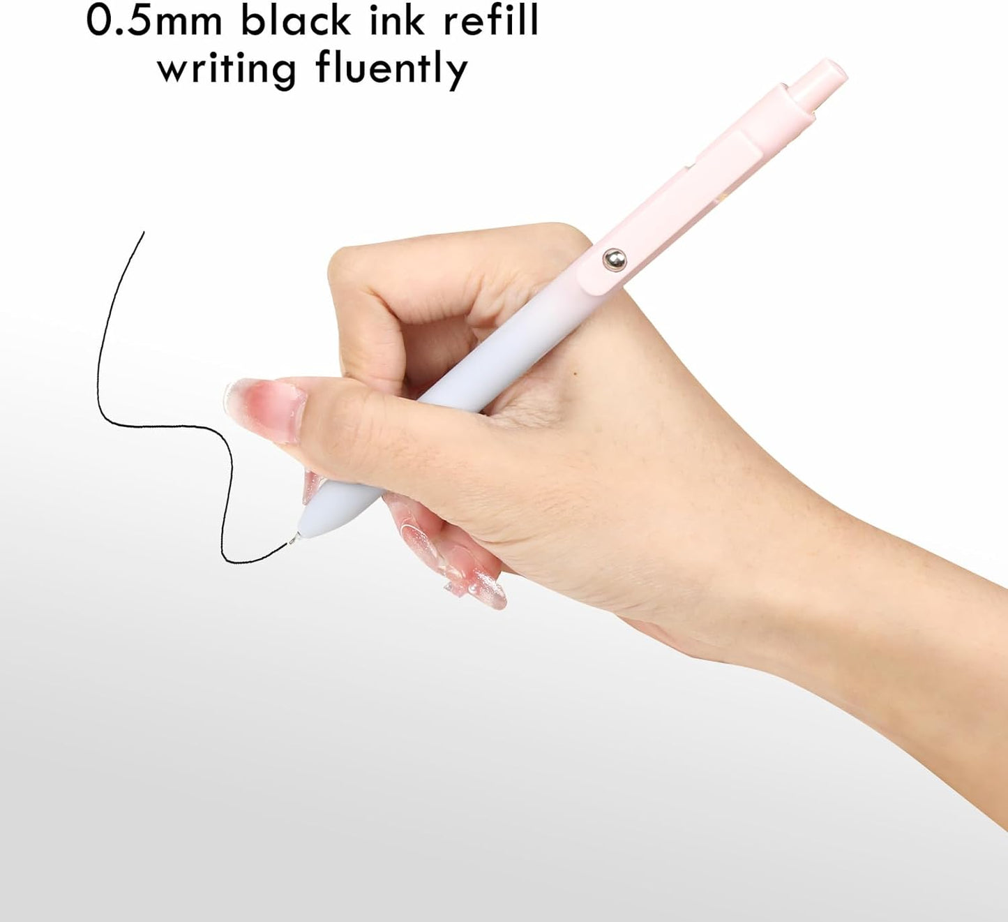 Ddaowanx Gel Pens, 10 Pcs 0.7mm Quick Dry Black Ink Pens Fine Point Smooth Writing Pens, Cute Office School Supplies Gifts for Women (10 Pcs Gradient-Black Ink)