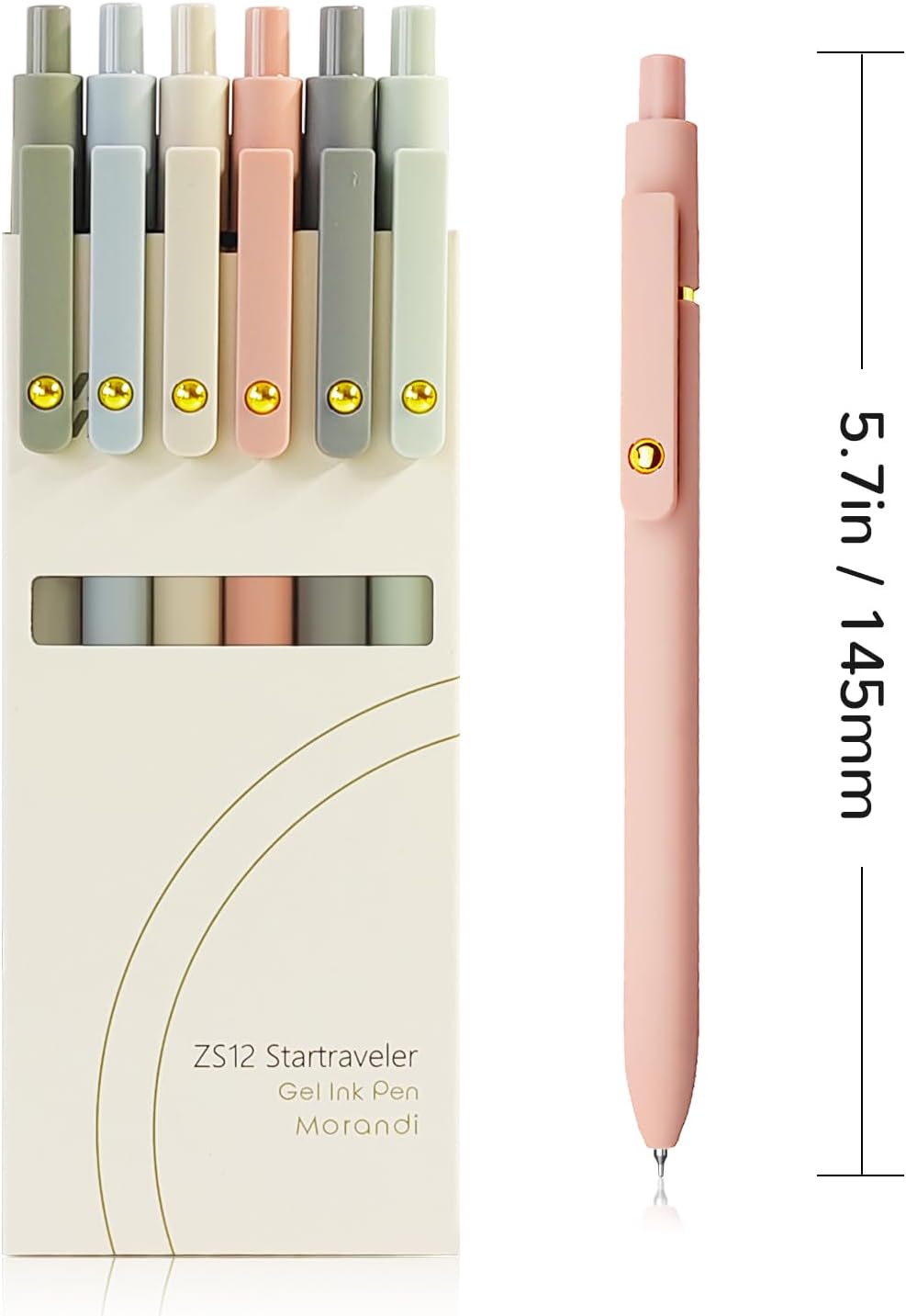 Gel Pens, 6 Pcs 0.5mm Fine Point Smooth Writing Pens Cute Pens, High-End Series Black Ink Pens for Journaling Note Taking, School Office Supplies for Women Men (6 Pcs Gold Morandi)