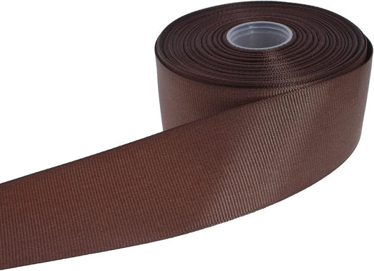 Solid Grosgrain Ribbon 25 Yard Each Roll 100% Polyester Woven Edge (1/1-2", Coffee)