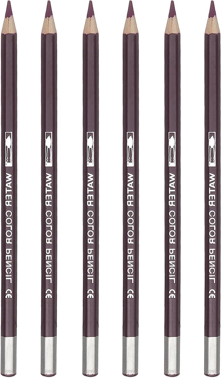 PATIKIL Watercolor Pencil, 6Pcs Water Soluble Pencils for Blending, Coloring, Sketch Drawing, Painting, Purple Red