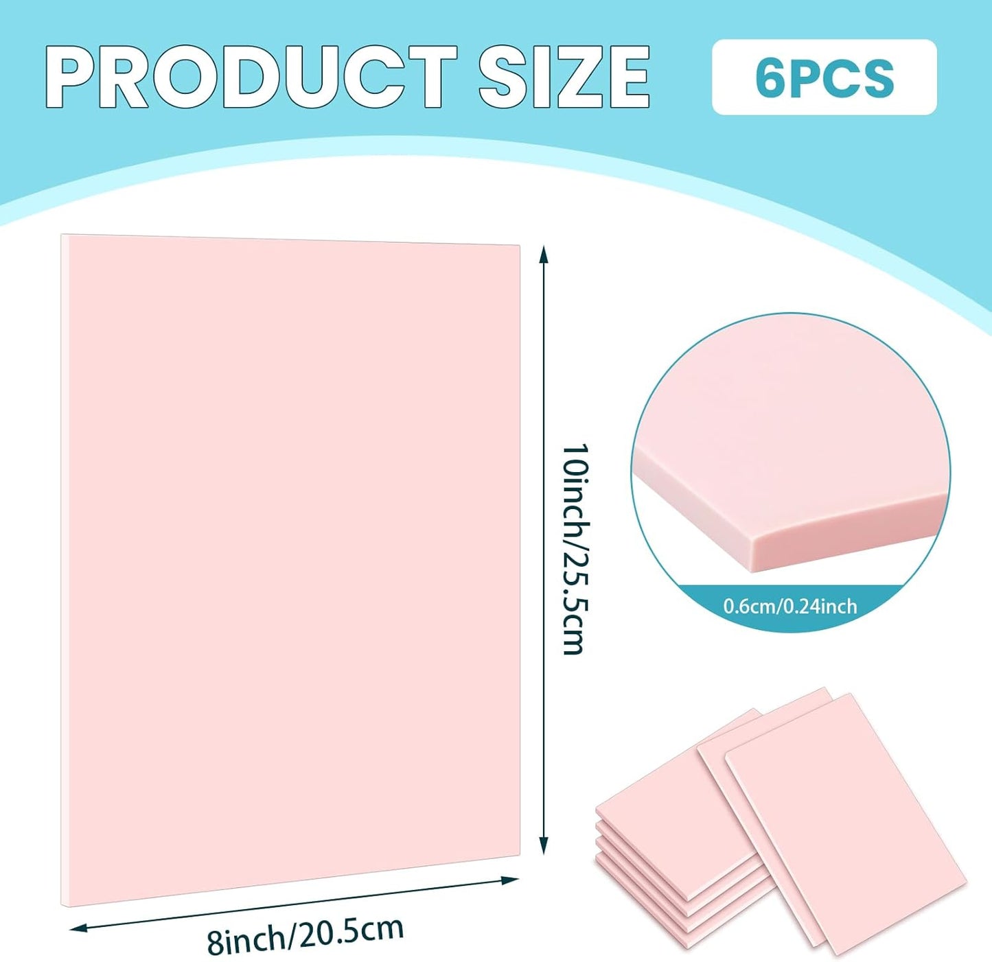 6 Pack 8''x10'' Pink Rubber Stamp Carving Blocks Soft Carving Blocks for DIY Stamp Making, Printmaking, Art Projects Craft Supplies for Beginners & Professionals